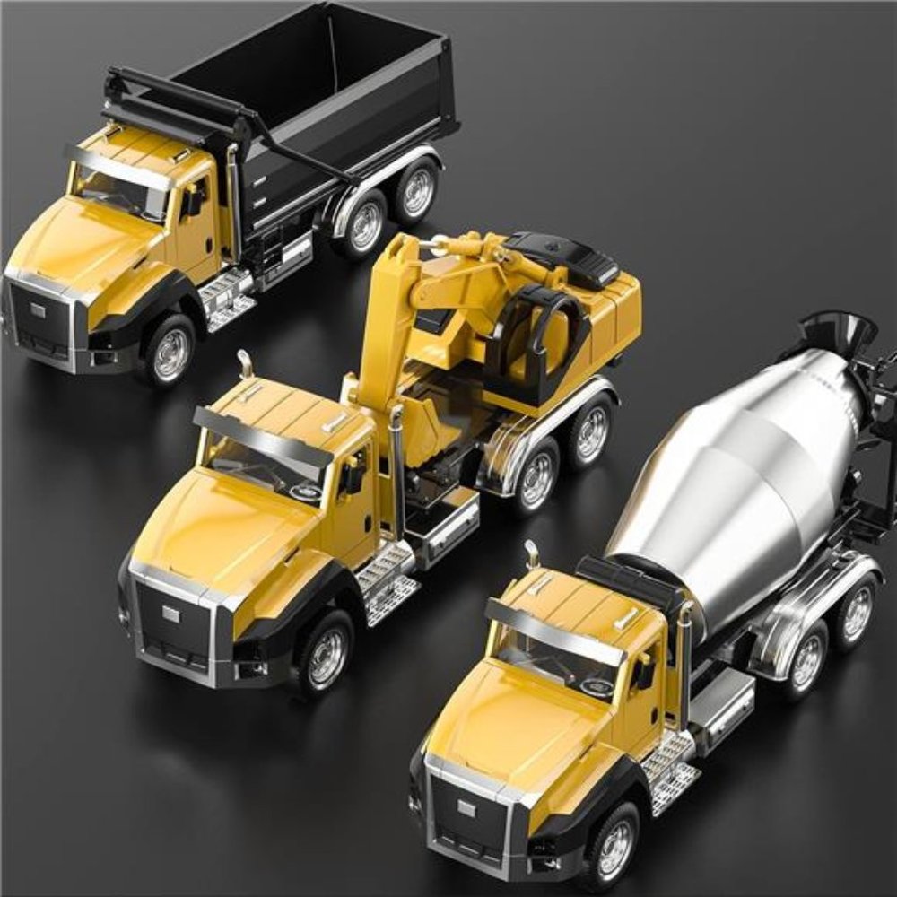3Pack of Diecast Engineering Construction Vehicles,Dump Truck,Digger,Mixer Truck